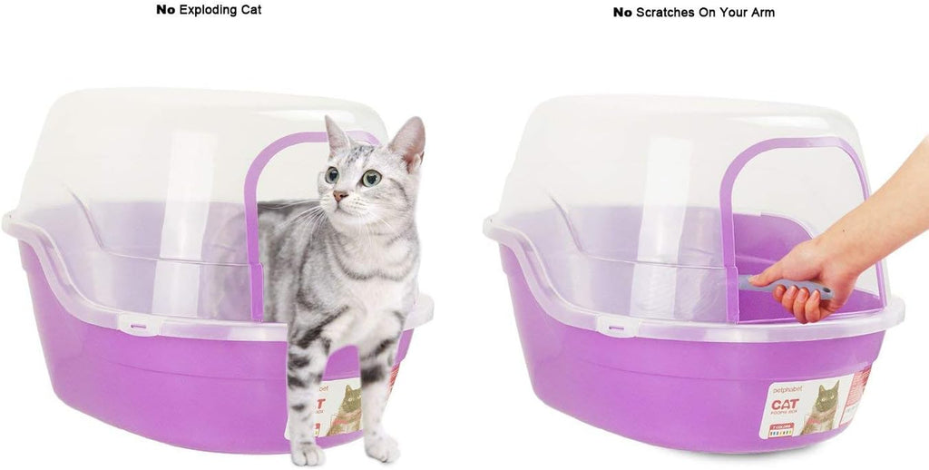 Covered Litter Box, Jumbo Hooded Cat Litter Box Holds up to Two Small Cats Simultaneously,Extra Large Purple by Petphabet