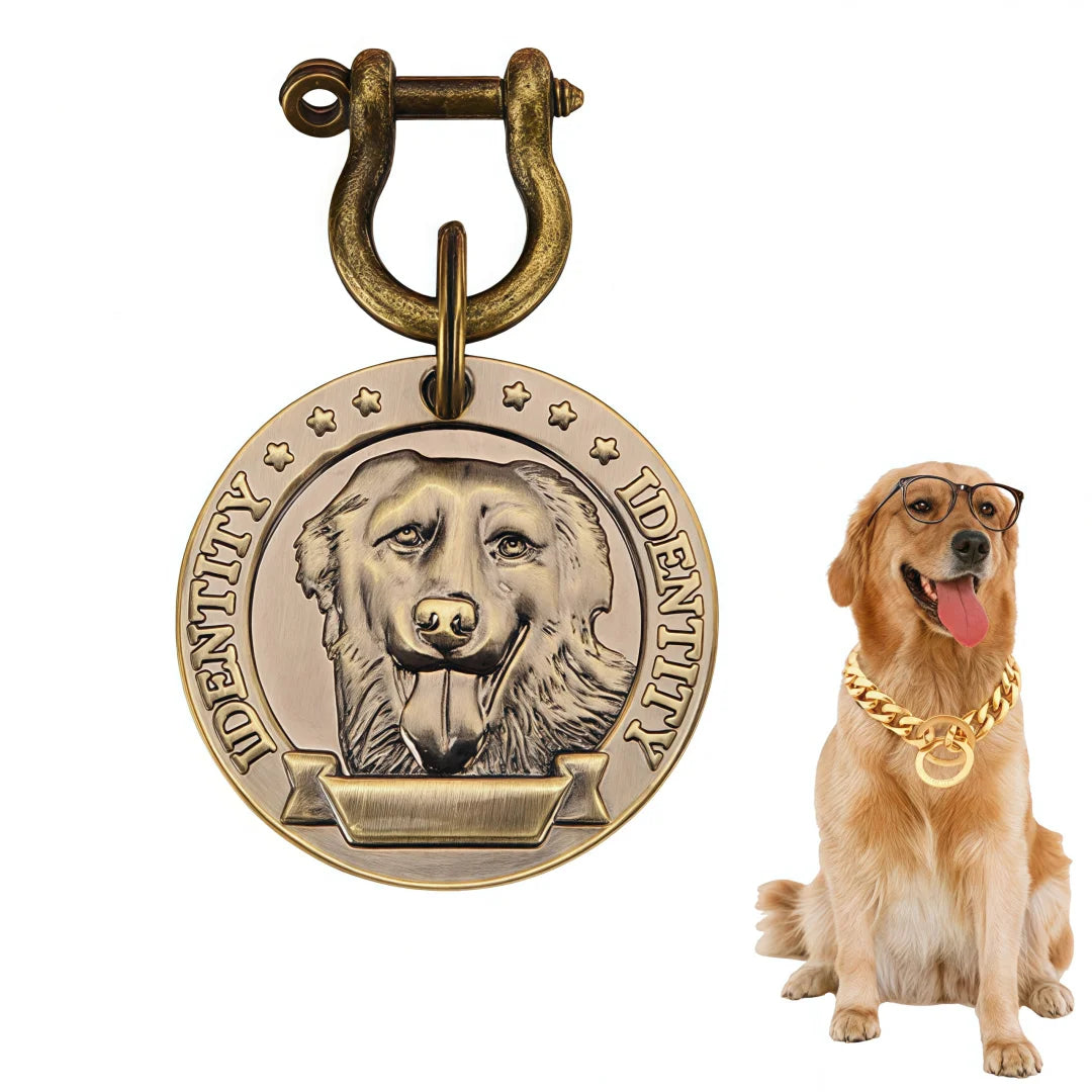 VIP Customizable Engraved Pets ID Tag for Dog Cat Bronze Nameplate Tags Personalized  Address Number Dogs Collar ID Pendant