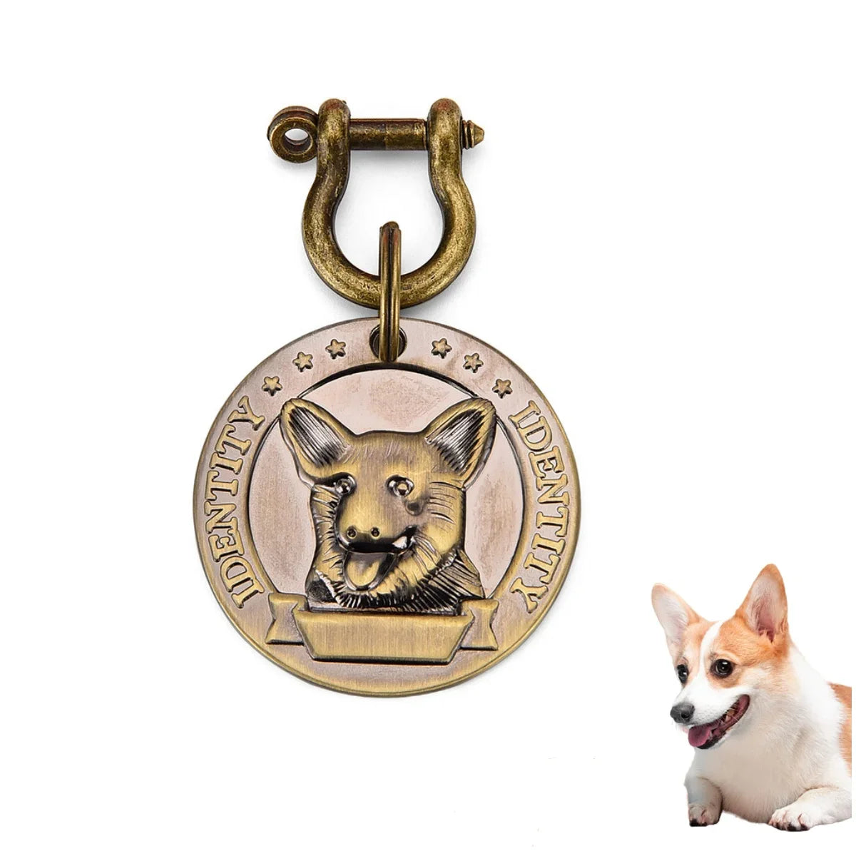VIP Customizable Engraved Pets ID Tag for Dog Cat Bronze Nameplate Tags Personalized  Address Number Dogs Collar ID Pendant