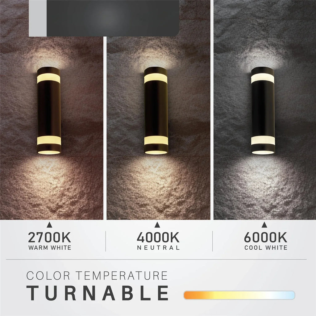 LED 18W Wall Light Fixture, IP65  Sconces for Outdoors, Up/Down Exterior  Mount Hardwired Lamp, 3CCT Color Turnable