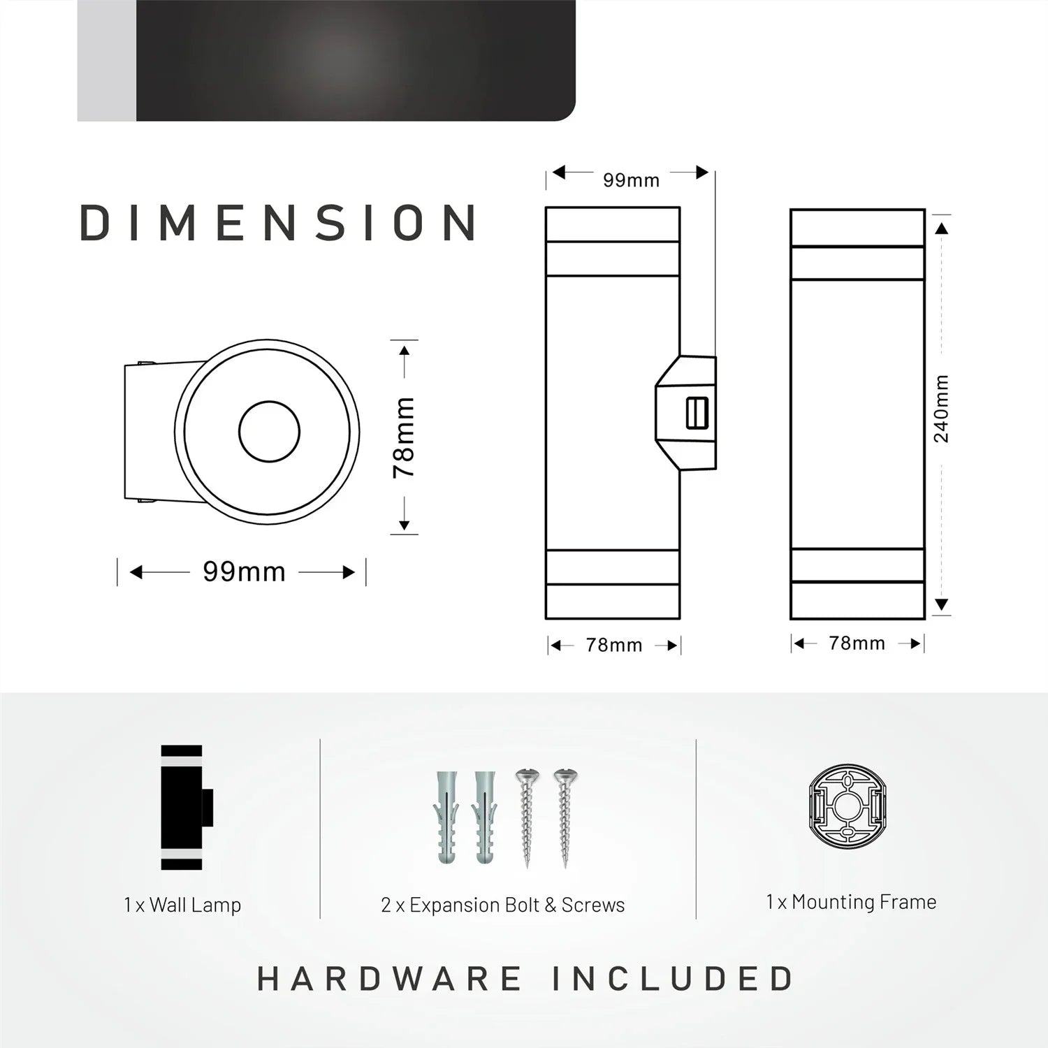 LED 18W Wall Light Fixture, IP65  Sconces for Outdoors, Up/Down Exterior  Mount Hardwired Lamp, 3CCT Color Turnable