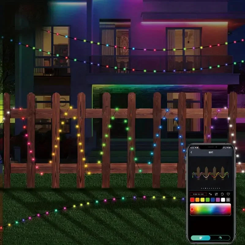 Christmas Lights LED String Light Bluetooth APP USB Smart Garland Fairy Festoon Home Bedroom Party Decor Remote Control RGBIC