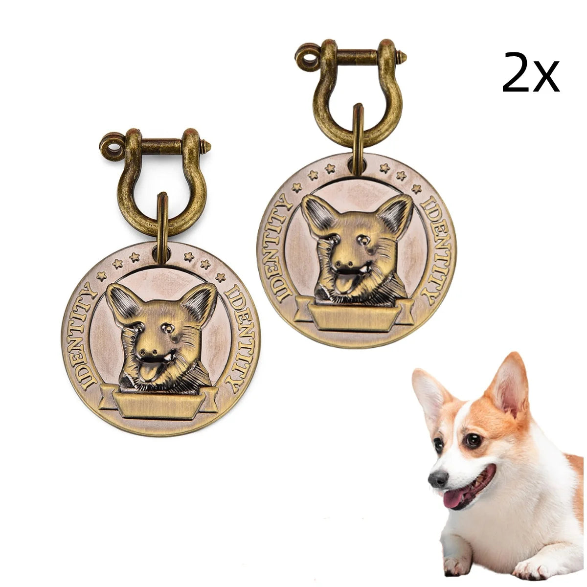 VIP Customizable Engraved Pets ID Tag for Dog Cat Bronze Nameplate Tags Personalized  Address Number Dogs Collar ID Pendant